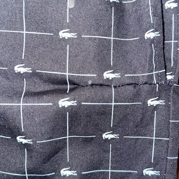 Lacoste XL Black Blue Cotton Croc Logo Print Drawstring Lounge PJ Pants - Picture 16 of 16